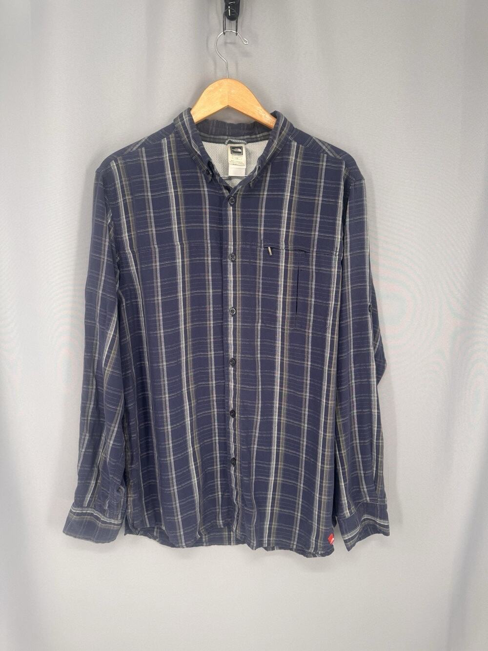 The North Face Plaid Shirt Mens Large Blue Long Sleeve Button Modal Bld Gorpcore